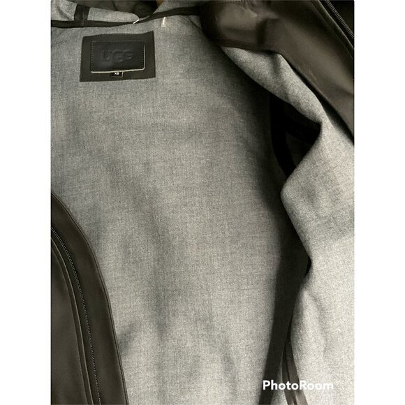 UGG Men’s Diego Rain Rubberized Bomber Jacket Black NWT - Picture 5 of 7